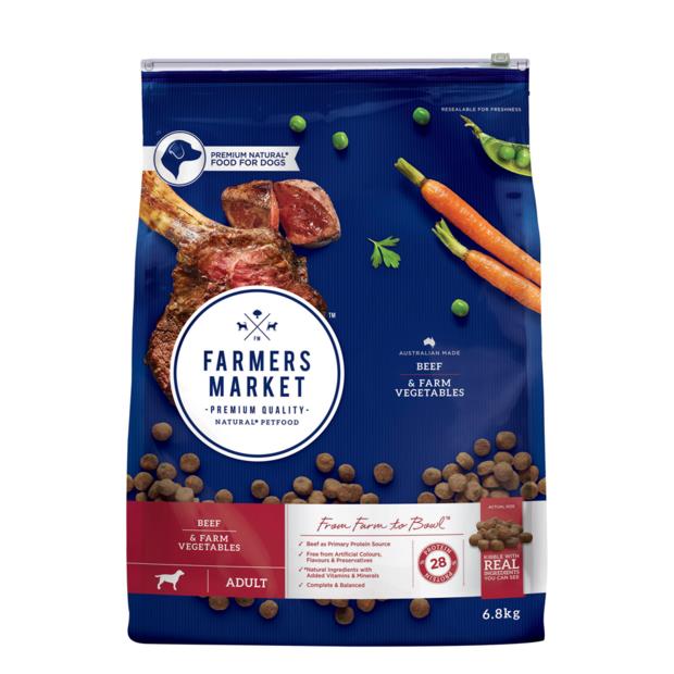 Farmers Market Dry Dog Food Adult Beef Vegetables 13.6kg Pet